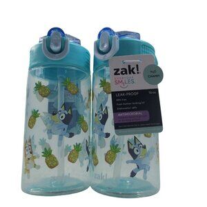 2 x Zak Design Reusable Leakproof Plastic Water Bottle Kids Blue 16‎ fl oz